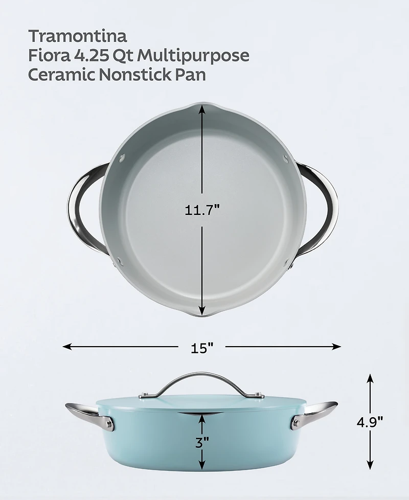 Tramontina Fiora Ceramic Non-Stick 4.25-Quart Multipurpose Pan