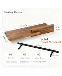 Yigii Solid Hardwood Floating Shelves, Reversible, Easy Mount