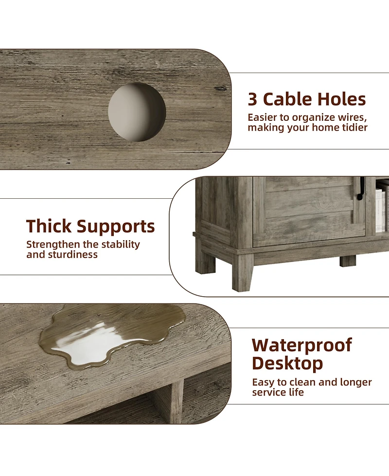 gaomon 63" Mdf Rustic Farmhouse Tv Stand for 70" TVs, Height-Adjustable Shelves Media Console