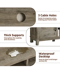 gaomon 63" Mdf Rustic Farmhouse Tv Stand for 70" TVs, Height-Adjustable Shelves Media Console