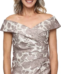 Alex Evenings Women's Short Portrait Collar Printed Dress