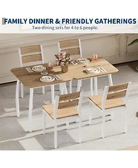 gaomon Modern 3 Piece Dining Table Set for 2 – Metal Frame, Wood Grain Tabletop, Wooden Cushion Chairs