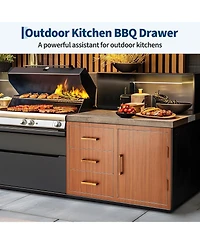 gaomon PeakPursuit Stainless Steel Outdoor Kitchen Door Drawer Combo - Triple Drawers & Access Door