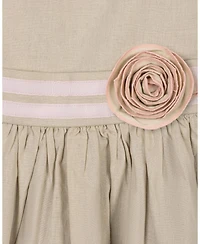Hope & Henry Little and Big Girls' Linen Cami Rosette Dress