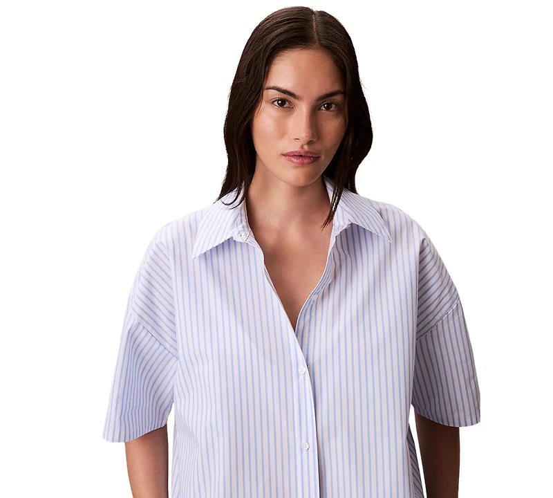 Calvin Klein Women's Striped Short-Sleeve Pajama Shirt