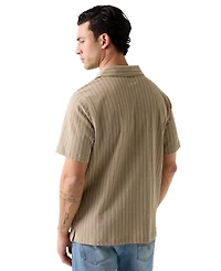 Guess Men's Resort Blend Textured Woven Short-Sleeve Shirt