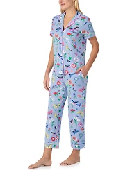 Kate Spade New York Sleepwear Short Sleeve Modal Jersey Notch Collar Cropped Pj Set