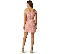 Adrianna Papell Women's Off-The-Shoulder Soutache Short Dress
