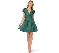 Adrianna Papell Women's V-Neck Beaded Mesh Minidress