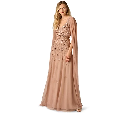 Adrianna Papell Women's V-Neck Beaded Gown