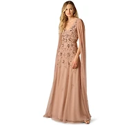 Adrianna Papell Women's V-Neck Beaded Gown