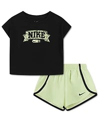 Nike Girls' 4-6X Lace It Up Crewneck T-Shirt and Shorts, 2-Piece Set