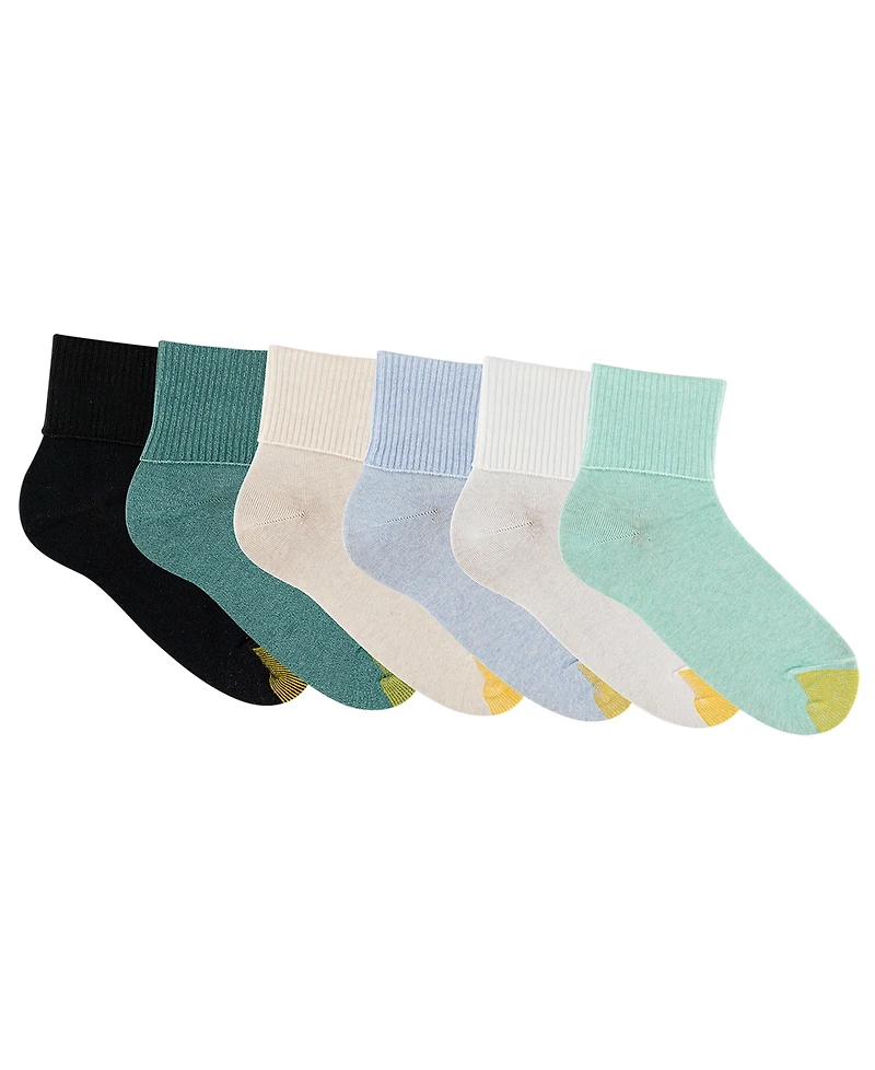 Gold Toe Women's 6-Pack Casual Turn Cuff Socks