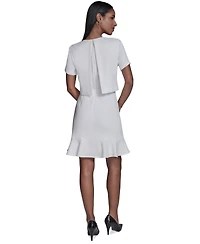 Karl Lagerfeld Paris Women's Crewneck Ruffle Hem Dress
