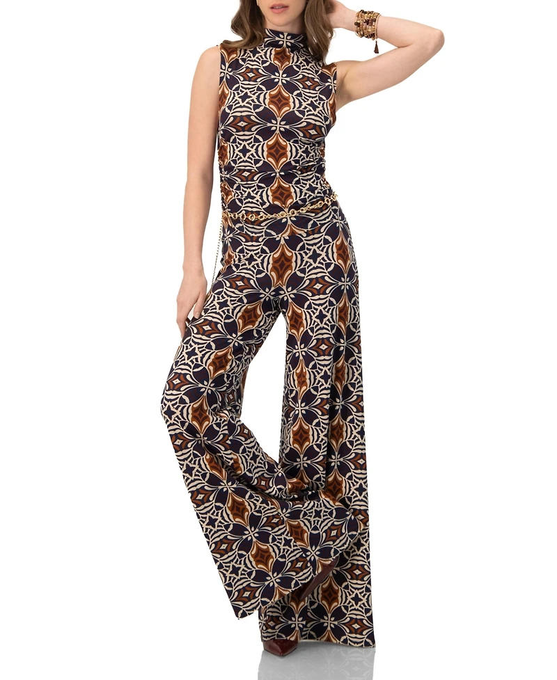 Ivonne Women's Wide-Leg Patterned Palazzo Trousers
