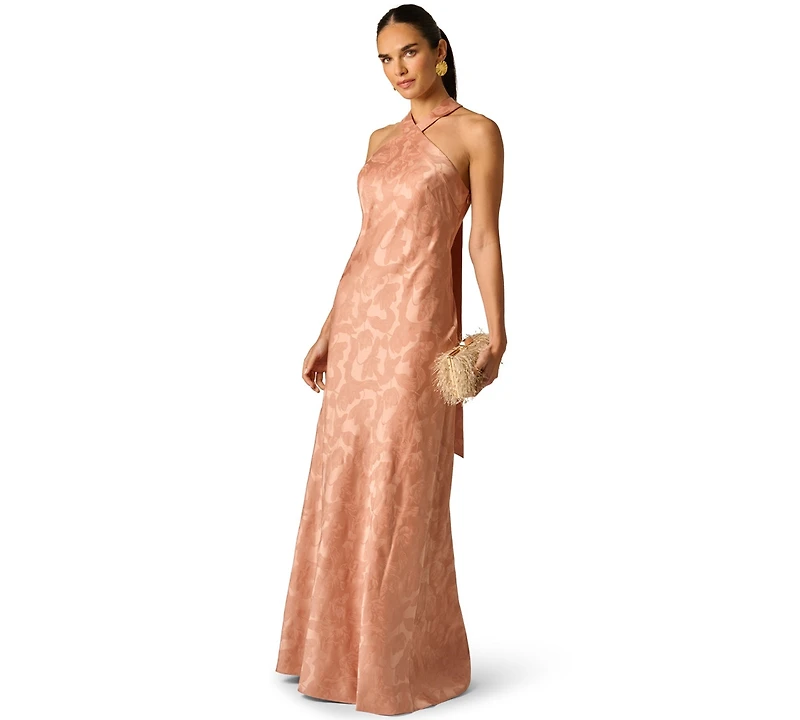 Adrianna Women's Halter Neck Tail Woven Ball Gown