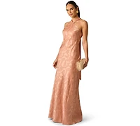 Adrianna Women's Halter Neck Tail Woven Ball Gown