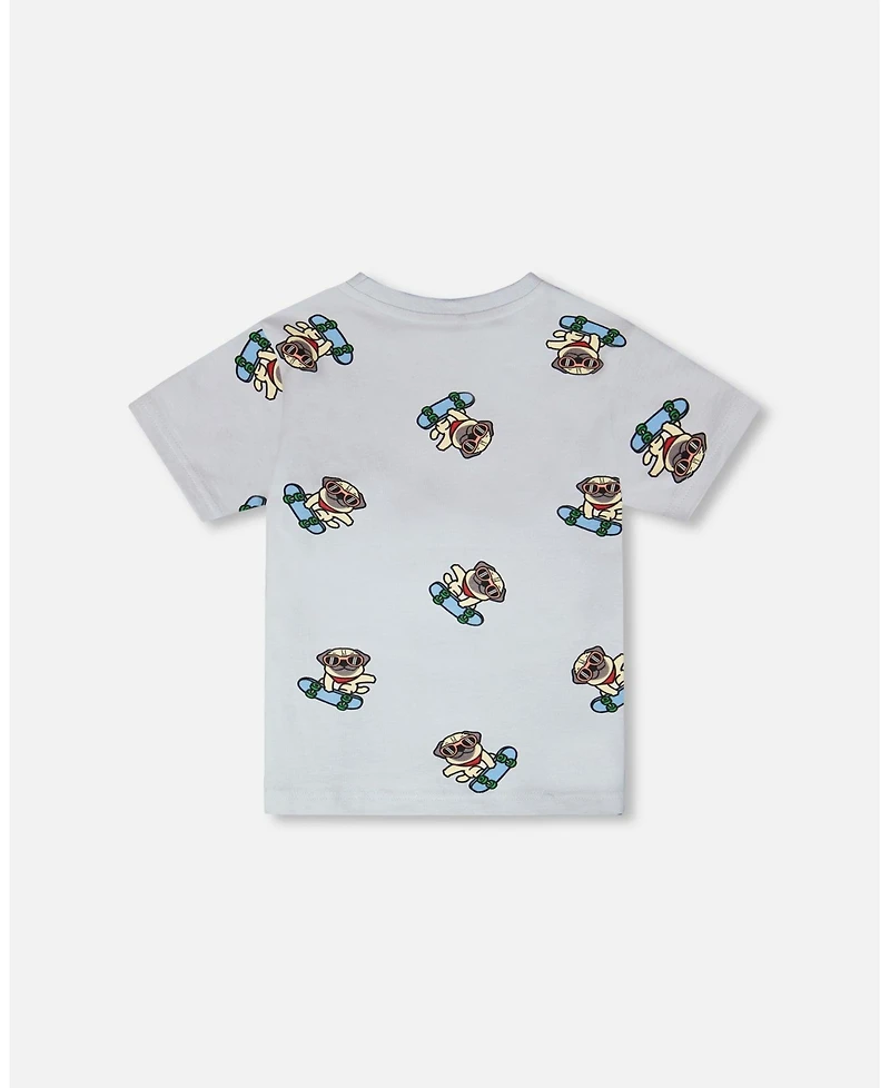 Deux par Big Boys Cotton Pug Print Jersey T-Shirt