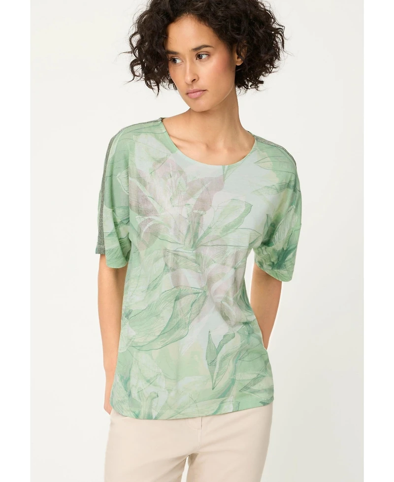 Olsen Women's Leaf Print Jersey T-Shirt