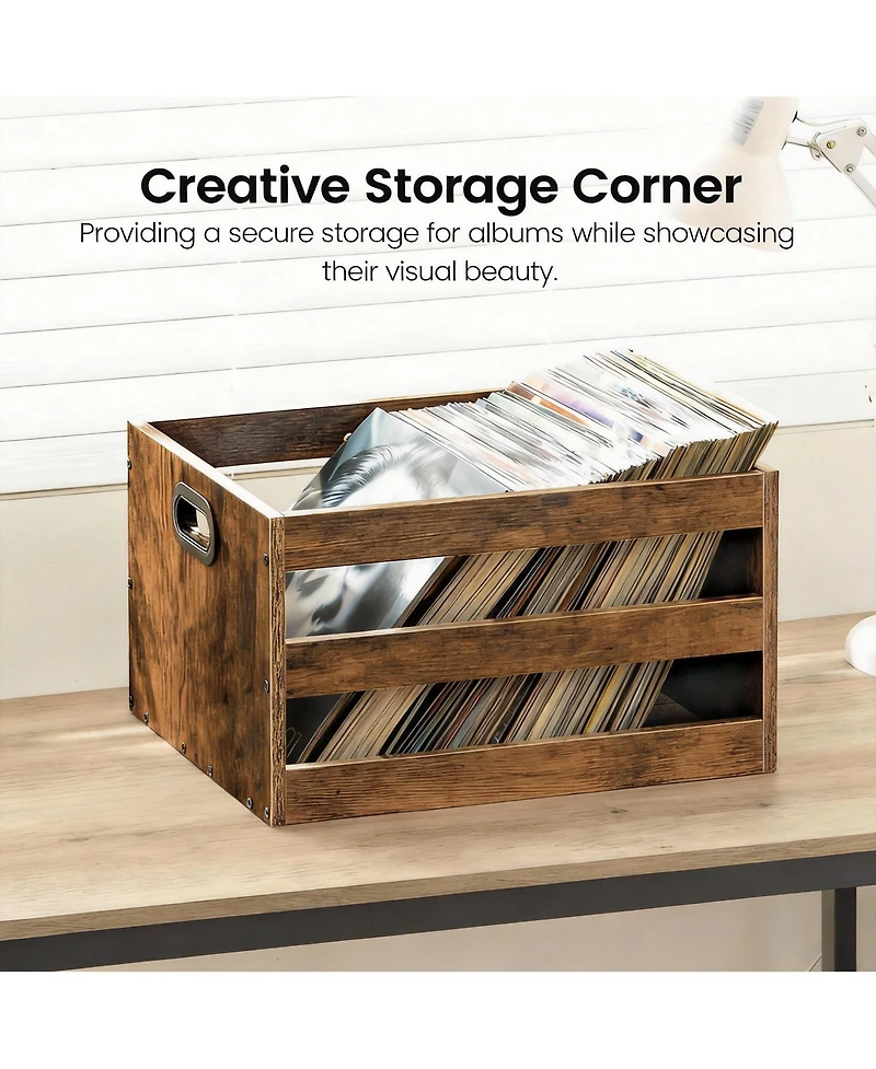 Yigii Vinyl Record Storage Crate