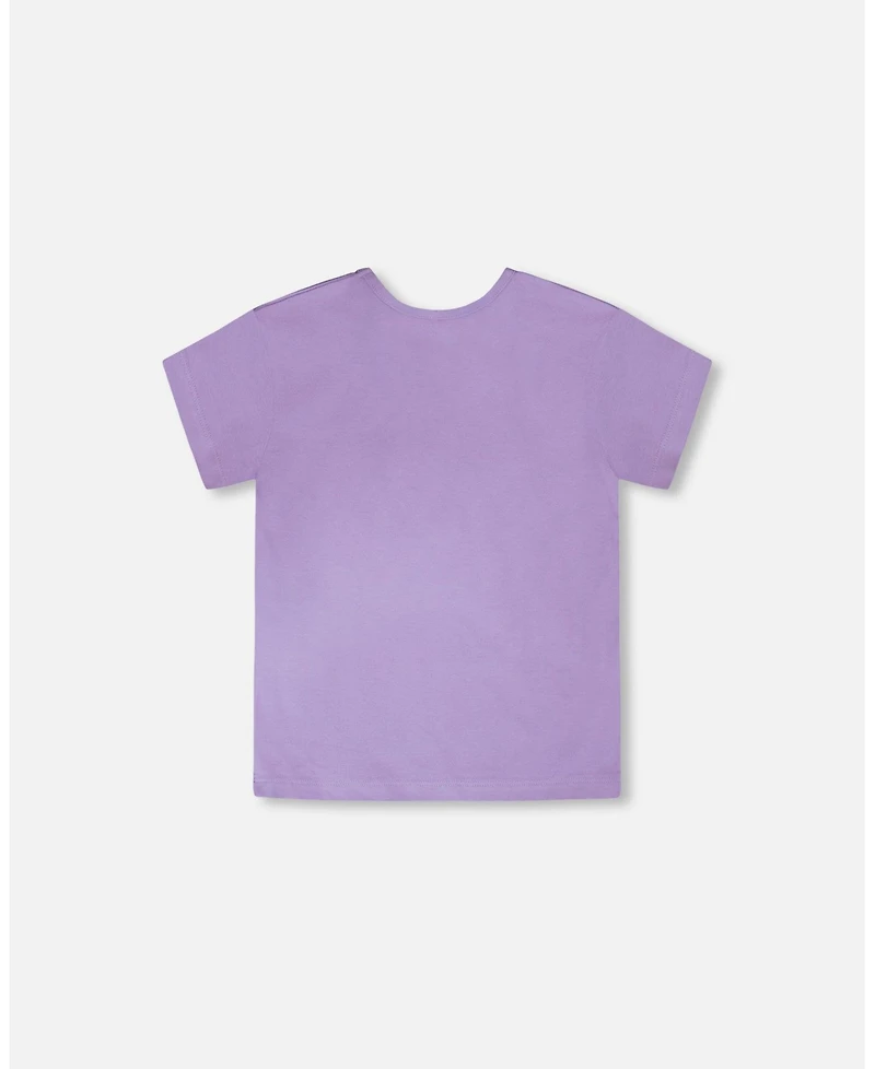 Deux par Toddler Girls Cotton Jersey T-Shirt Mauve with Sneakers