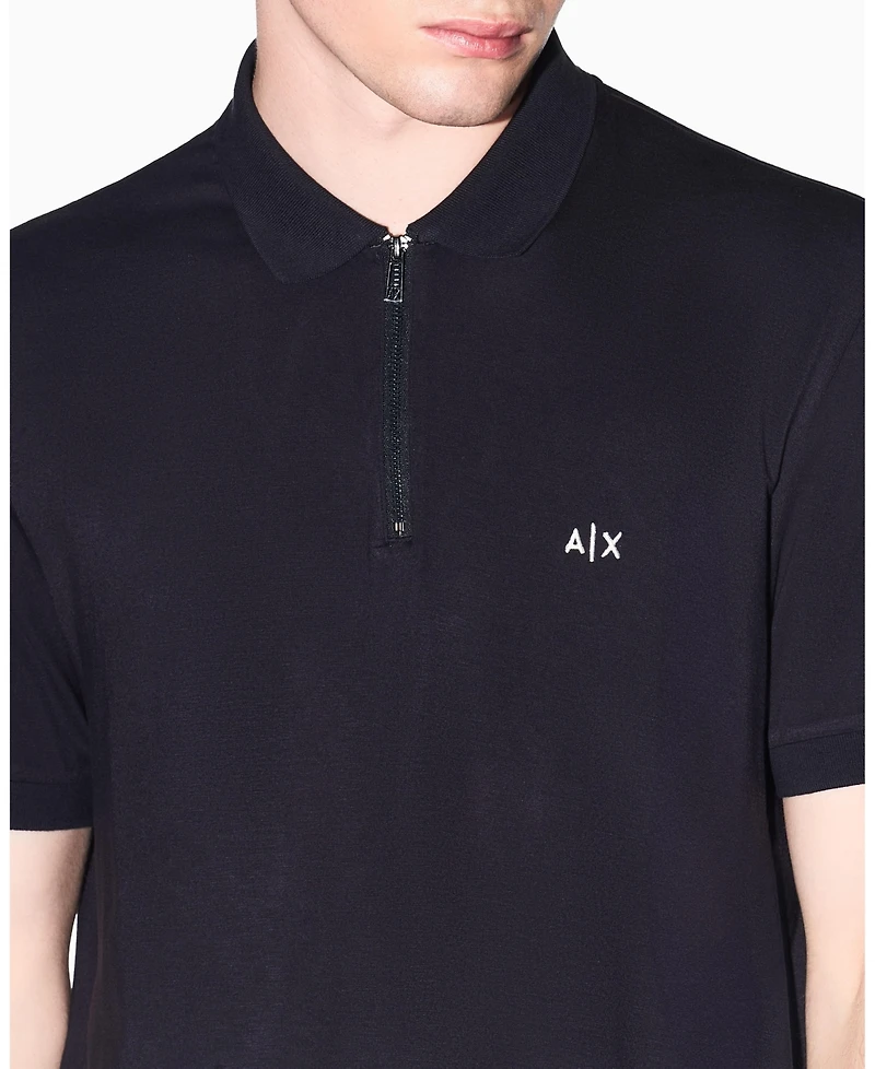A|X Armani Exchange Men's Short Sleeve Zipper Polo Shirt