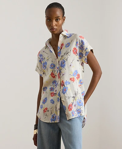 Lauren Ralph Petite Floral Short-Sleeve Shirt