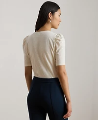 Lauren Ralph Petite Puff-Sleeve Top