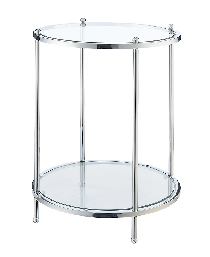 Royal Crest 2 Tier Round Glass End Table with Shelf