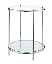 Royal Crest 2 Tier Round Glass End Table with Shelf