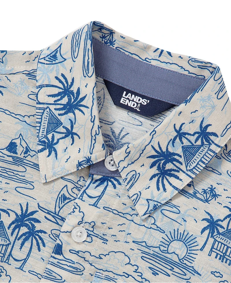 Lands' End Boys Short Sleeve Linen Slub Button Down Shirt