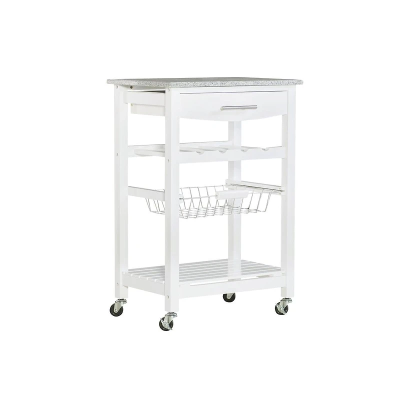 Linon Roger White Kitchen Island Granite Top