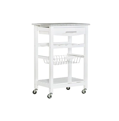 Linon Roger White Kitchen Island Granite Top