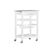 Linon Roger White Kitchen Island Granite Top