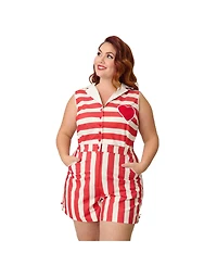 Unique Vintage Plus Collared Sleeveless Shelby Romper