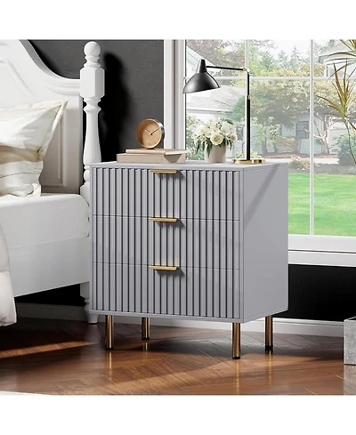 gaomon 3 Drawer Dresser for Bedroom, Fluted Dresser with Large Drawers and Sturdy Legs Support for Bedroom