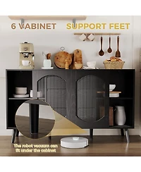 gaomon Sideboard Buffet Cabinet with Storage, Buffet Cabinet with Fluted Glass Sliding Doors and Drawers, Sideboard for Kitchen