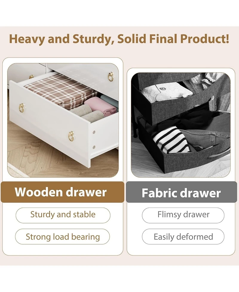 gaomon Dresser for Bedroom with 5 Drawers, 45'' Tall Chest of Large Drawers with Large Clothes Storage Cabinet, Wood Dresser