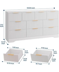 gaomon Fluted Dresser for Bedroom with 10 Drawers, 59" Wide Modern Chest of Drawers Wood Frame , Storage Organizer