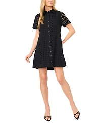 CeCe Women's Collared Short-Sleeve Babydoll Mini Dress