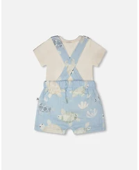 Deux par Baby Boys Cotton Jersey Onesie and Muslin Shortall Set