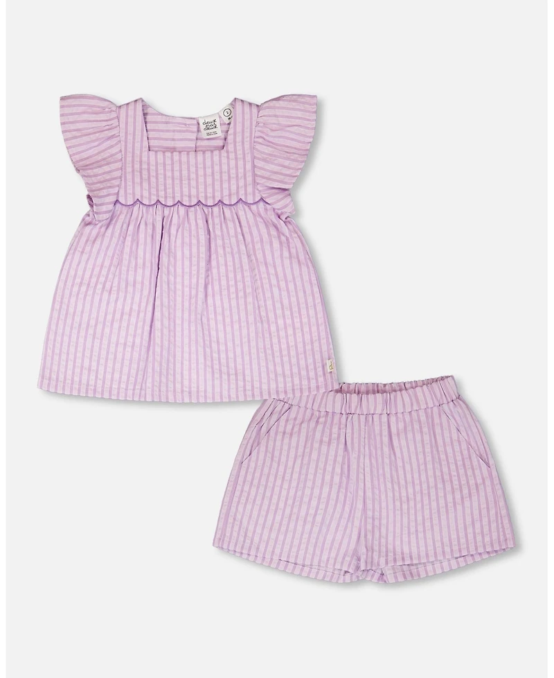 Deux par Toddler Girls Top and Short Set Stripes