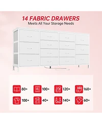 gaomon 63" Black Fabric 14-Drawer Dresser Tv Stand, with Power Outlet for 65-75" TVs