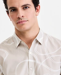 Alfani Men's Long-Sleeve Fluid Swirl Poplin Shirt, Macy's Exclusive