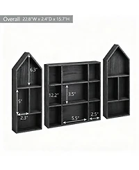 Yigii 3-Piece Adjustable Display Shelf for Collectibles,17 Compartments Collectibles