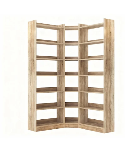 Yigii L Shaped Corner Bookshelf 6 Tiers Storage Display Rack