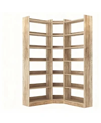 Yigii L Shaped Corner Bookshelf 6 Tiers Storage Display Rack