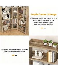 Yigii L Shaped Corner Bookshelf 6 Tiers Storage Display Rack