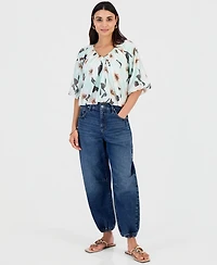 I.n.c. International Concepts Petite Puff-Sleeve Bubble Blouse, Macy's Exclusive