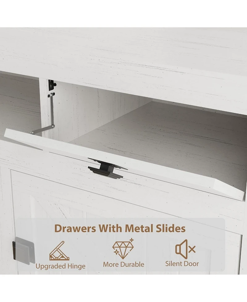 gaomon Farmhouse Tv Stand for 80" TVs, Long Entertainment Center with 4 Drawers and 3 Shelves